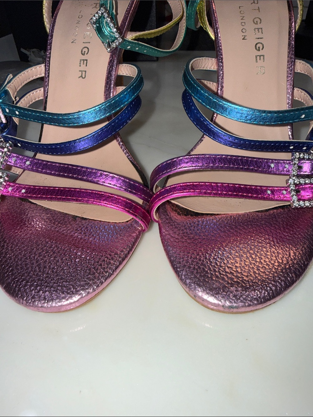 Kurt Geiger Metallic Multicolor Strappy High Heels - Picture 4 of 4